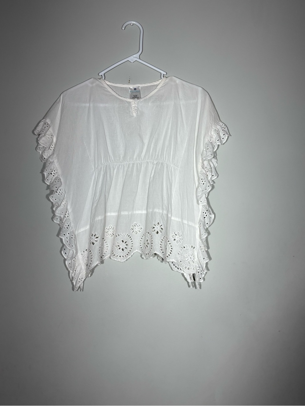 Snapper Rock Girls 4-6 Years Swim Coverup Shirt Top White Eyelet 100% Cotton